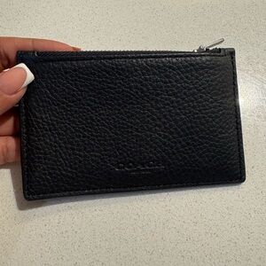 Coach Black Key & Card Holder with Pebbled Leather